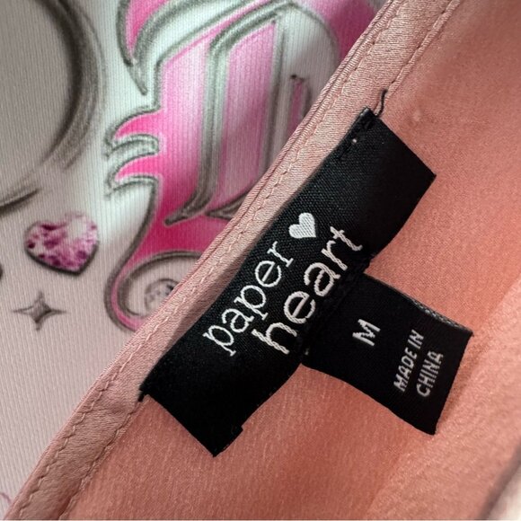 Paper heart dress long slip blush pink shimmer silky maxi leg slit v neck luxe - Picture 5 of 12